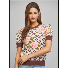 Cream Brown Jacquard Sweater