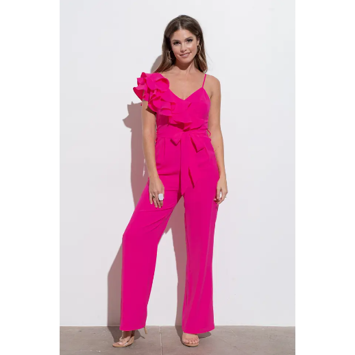 Lavender Stassi One Shoulder Ruffle Jumpsuit