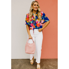Light Gray Marisol Floral Crepe Top