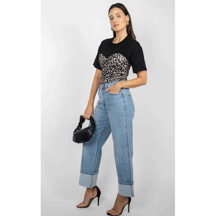 VERVET Super High Rise Cuff Baggy Wide Leg Jeans