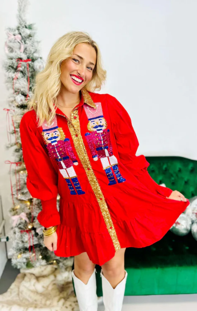 Red Sequin Nutcracker Tiered Dress