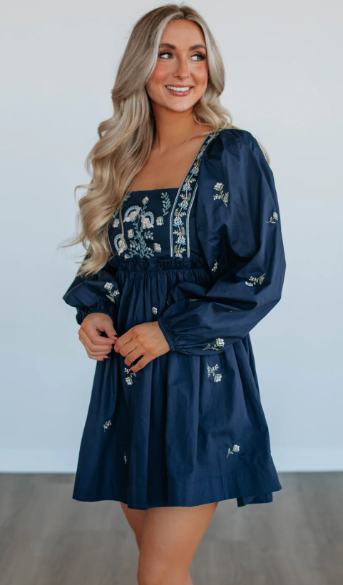 Gracie Embroidered Babydoll Dress