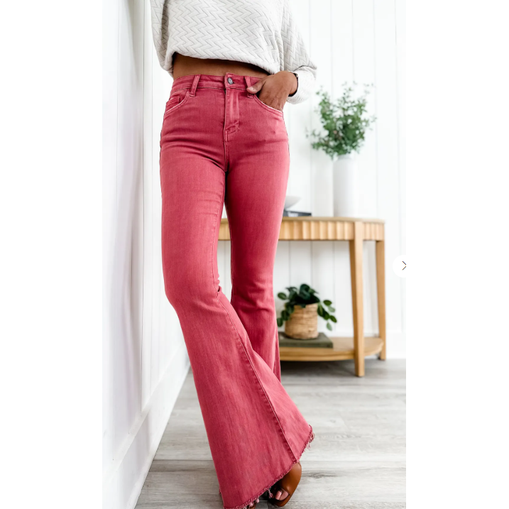 Vervet Mineral Wash Red Super High Rise Flare Jeans