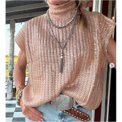 Tan Metallic Foiled Sweater