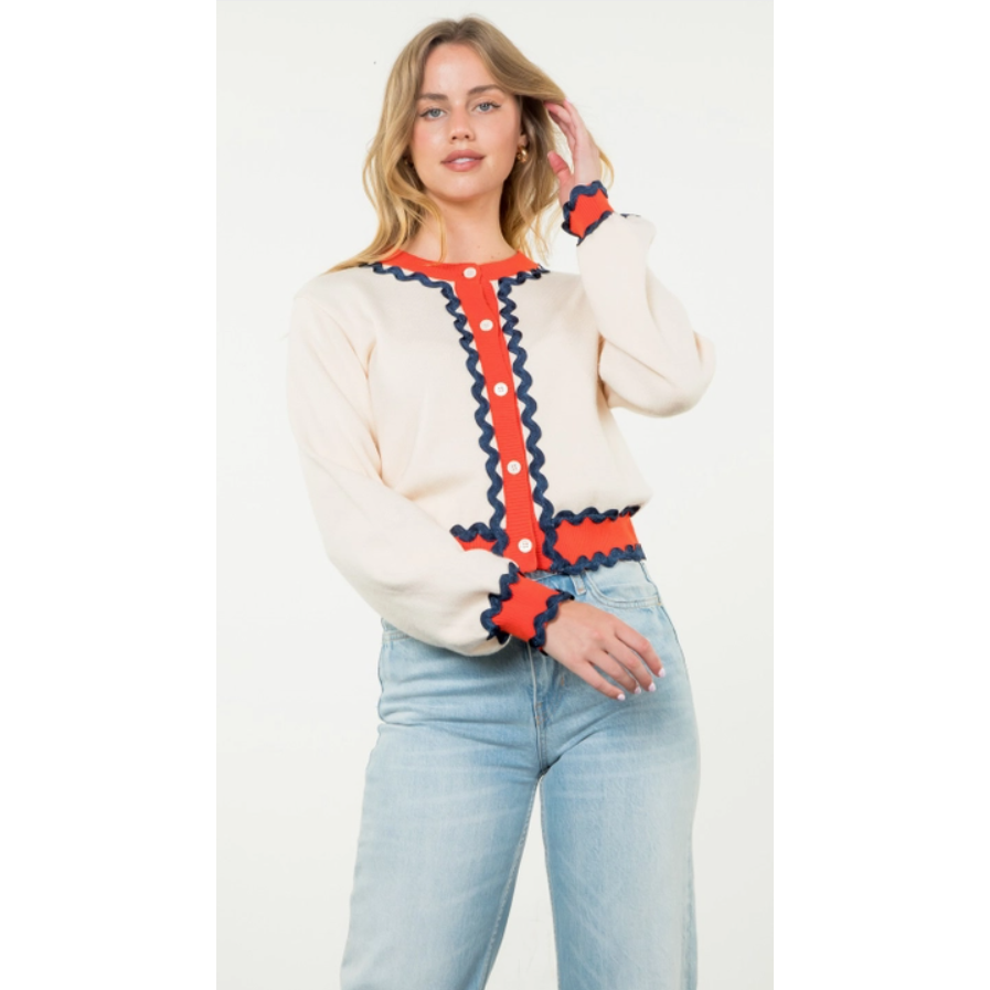 Navy RicRac Simpson Cardigan