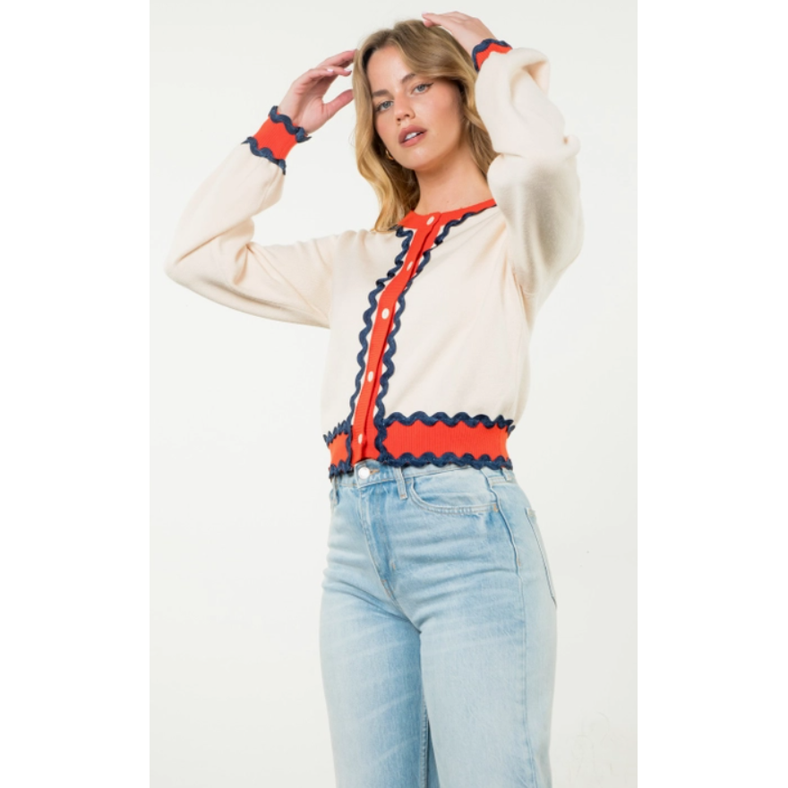 Navy RicRac Simpson Cardigan