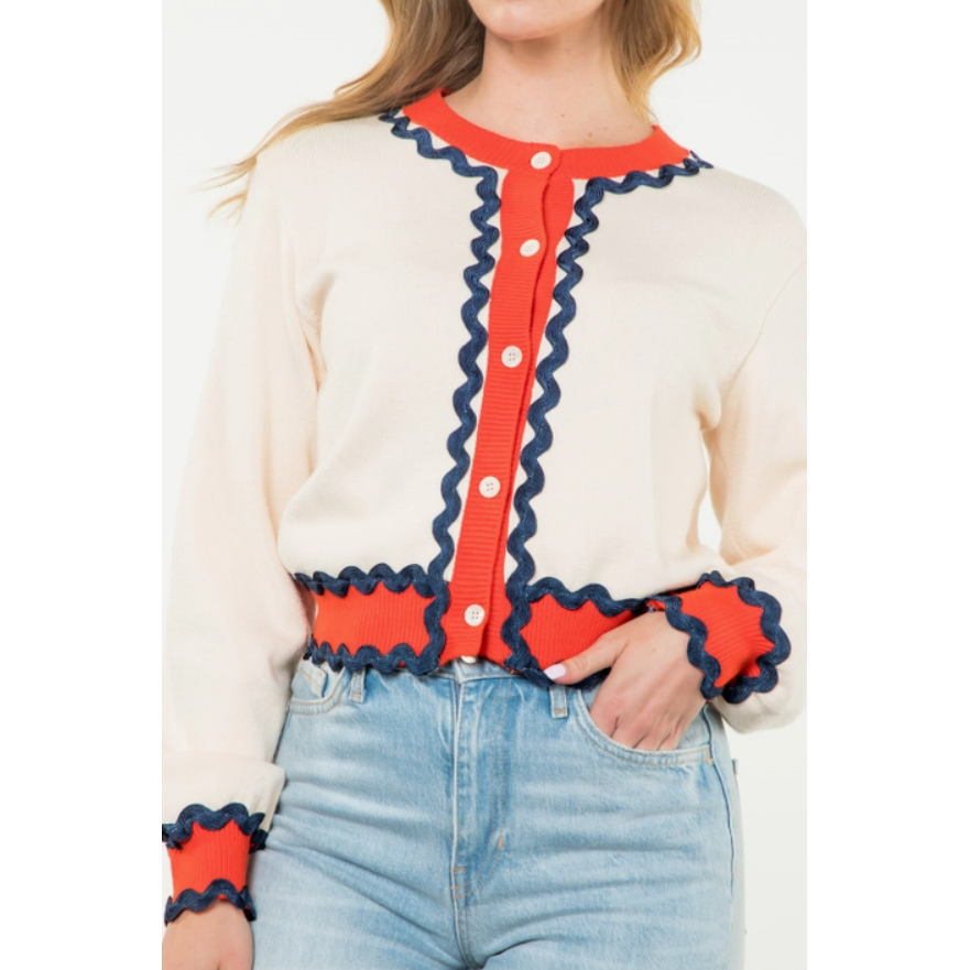 Navy RicRac Simpson Cardigan