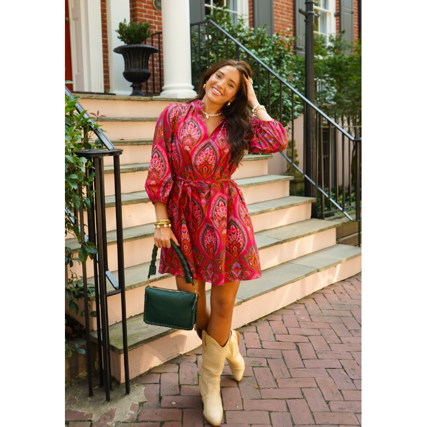 Rosy Brown Azura Paisley Eira Poplin Mini Dress
