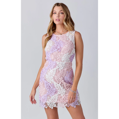 Light Gray Blossom Lace Floral Sheath Mini Dress