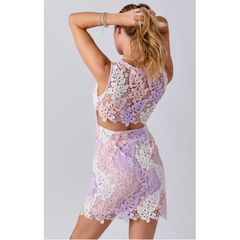 Light Gray Blossom Lace Floral Sheath Mini Dress