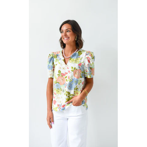Esther Floral Kayla Puff Sleeve Top
