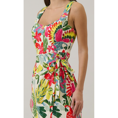 Light Gray Wissa Tropical Beli Wrap Midi Dress