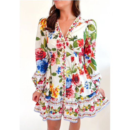Floral Border Print Mini Dress
