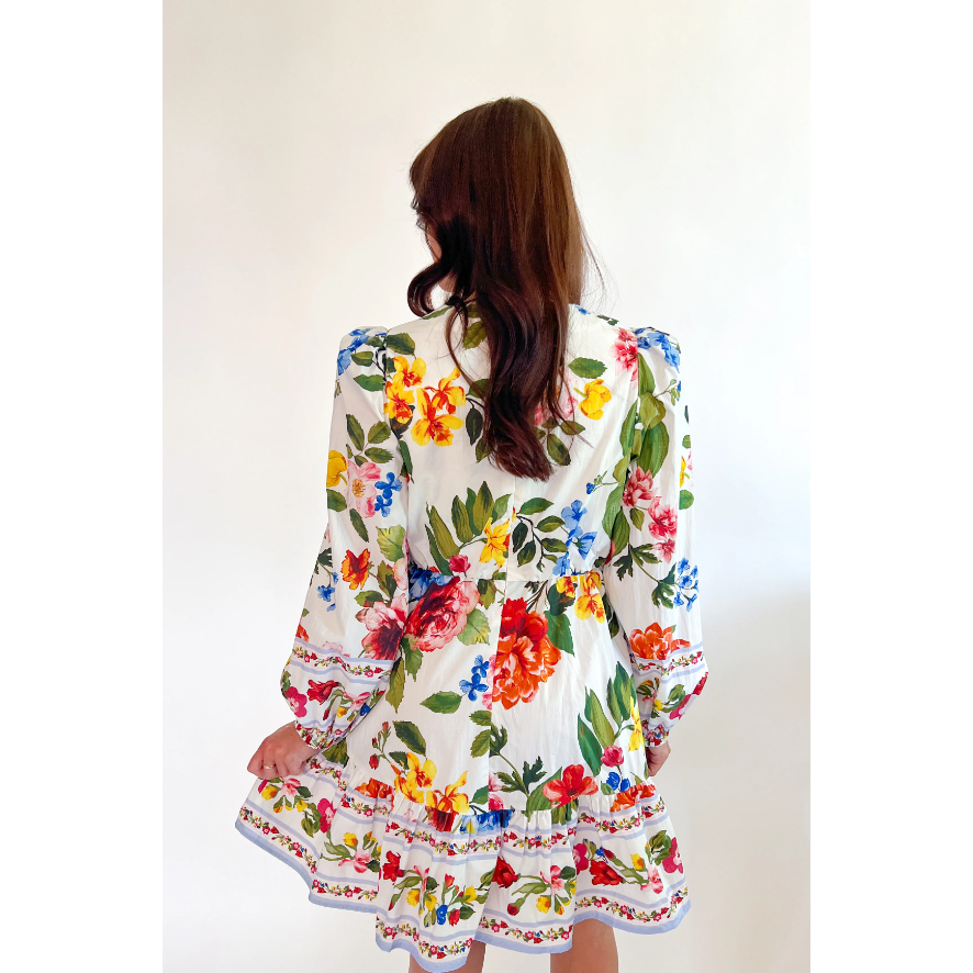 Floral Border Print Mini Dress