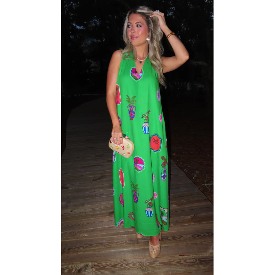Trinie Postcard Rubi Halter Neck Maxi Dress