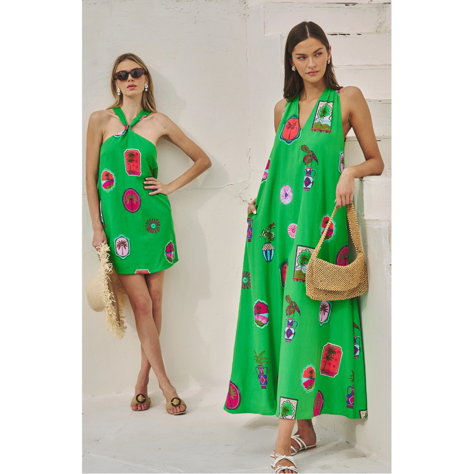 Trinie Postcard Rubi Halter Neck Maxi Dress