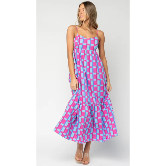 Marvy Checker Cabana Flowy Maxi Dress