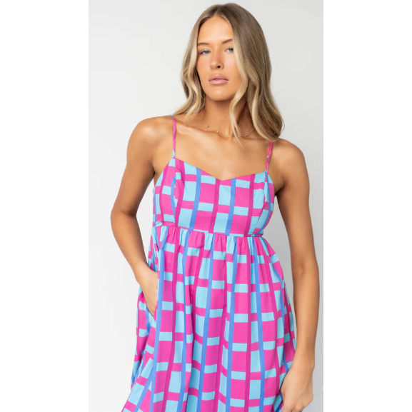 Marvy Checker Cabana Flowy Maxi Dress