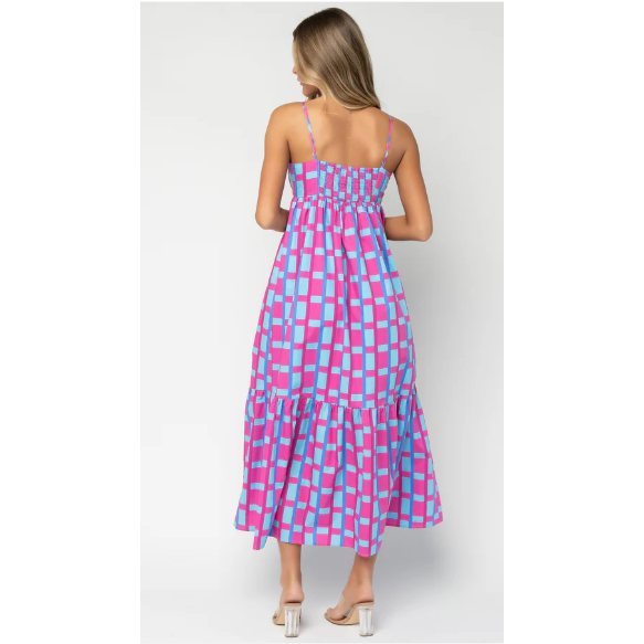 Marvy Checker Cabana Flowy Maxi Dress