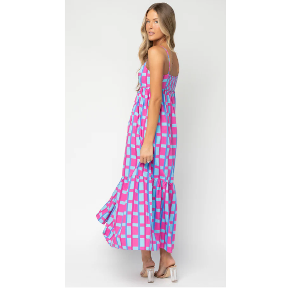 Marvy Checker Cabana Flowy Maxi Dress