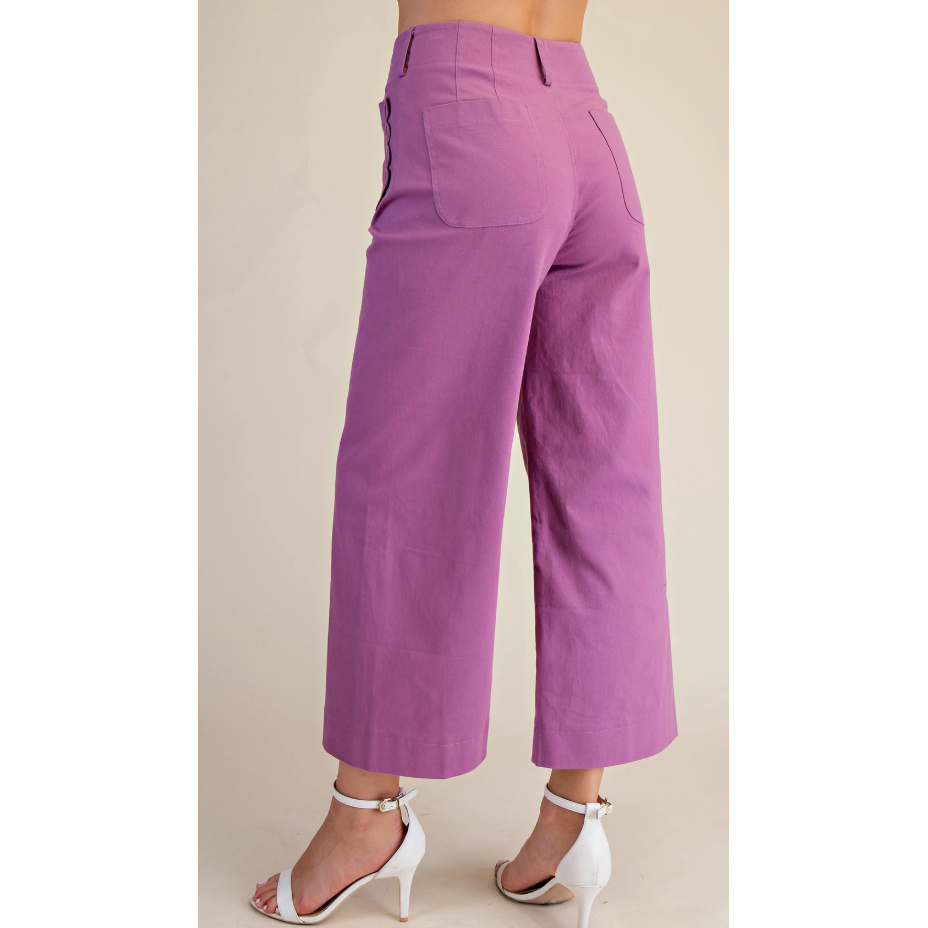 Colette Wide-Leg Scallop Pocket Pants