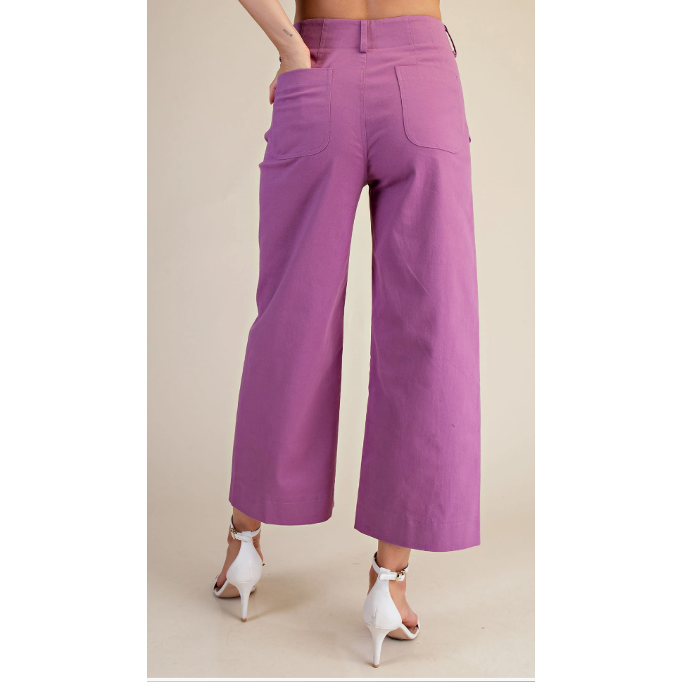 Colette Wide-Leg Scallop Pocket Pants