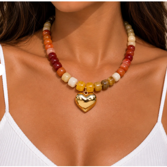 Sunset Heart Bead Necklace