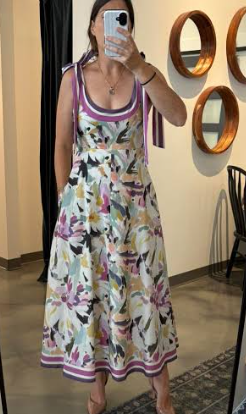 Chloe Pressed Flower Square Neck Midi
