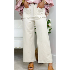 Cream Colette Scallop Pants