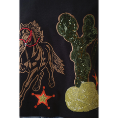 Western Patch Embroidered Knit Top