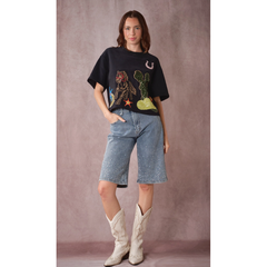 Western Patch Embroidered Knit Top
