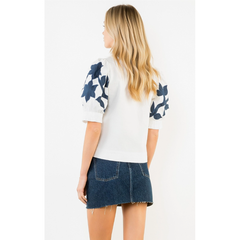 THML Embroidered Stephanie Puff Sleeve Top