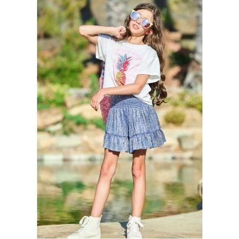 Hannah Banana Collection Smocked Sparkle Shorts with Ruffle Hem