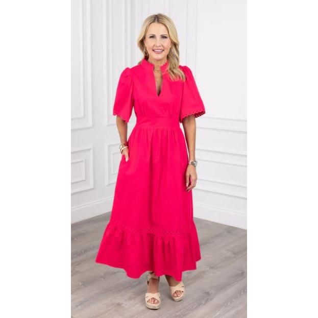 Sutton Poplin Midi Dress- Pink