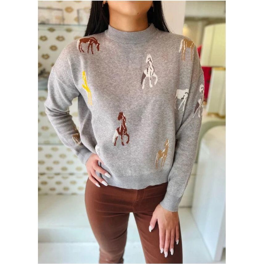 Vintage Nannell Womens good Size M Knit Horse Equestrian Pullover Sweater