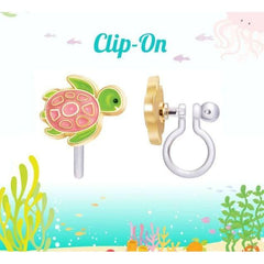 White Smoke Turtle-y Awesome Clip-On Cutie Earrings