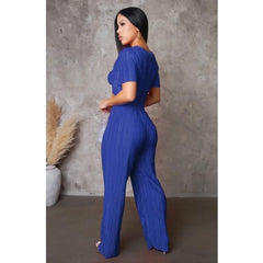 Light Slate Gray Unfazed Pick Me Plisse Pant Set
