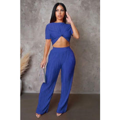 Light Slate Gray Unfazed Pick Me Plisse Pant Set