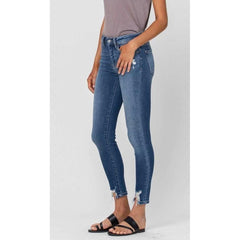 Lavender FLYING MONKEY Mid-Rise Distressed-Hem Skinny Jeans