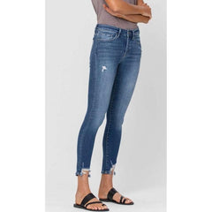 Light Gray FLYING MONKEY Mid-Rise Distressed-Hem Skinny Jeans