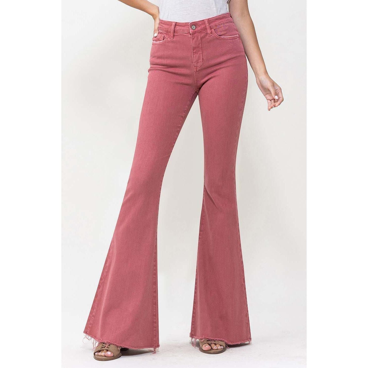 Vervet Mineral Wash Red Super High Rise Flare Jeans