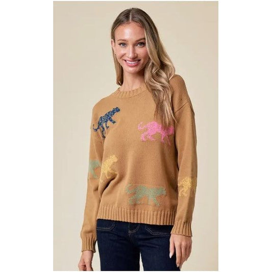 Wild Roar Multi Color Cheetah Print Sweater