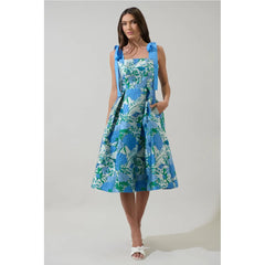 Gray Willa Floral Dina Pleated Midi Dress