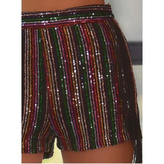 Winnipeg Sequined Multi Stripe Tassel Shorts