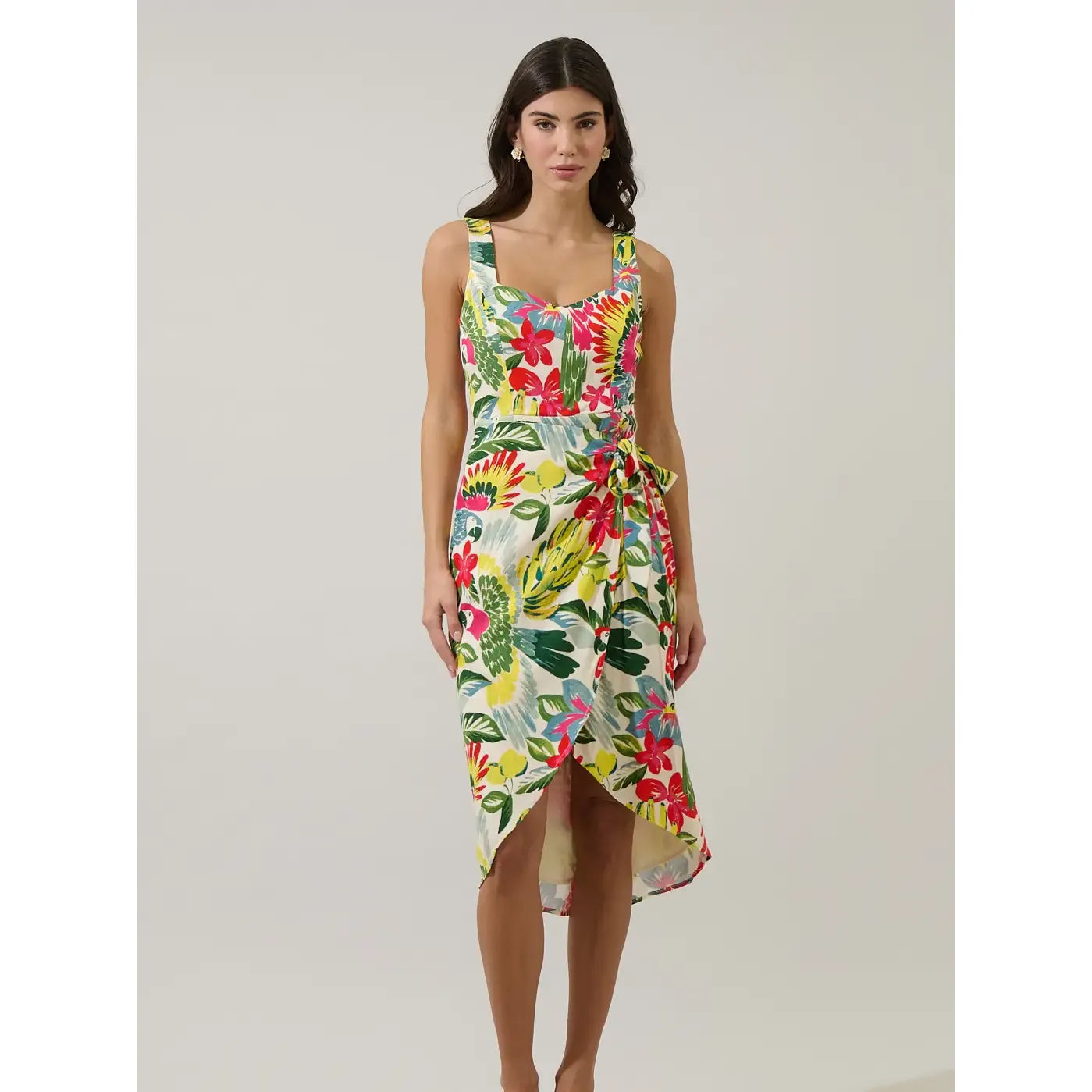 Wissa Tropical Beli Wrap Midi Dress
