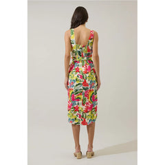 Light Gray Wissa Tropical Beli Wrap Midi Dress