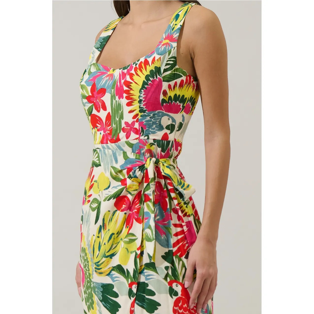Wissa Tropical Beli Wrap Midi Dress