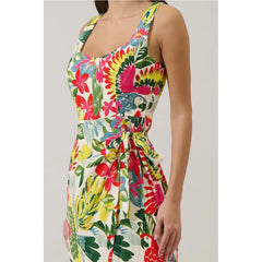 Light Gray Wissa Tropical Beli Wrap Midi Dress