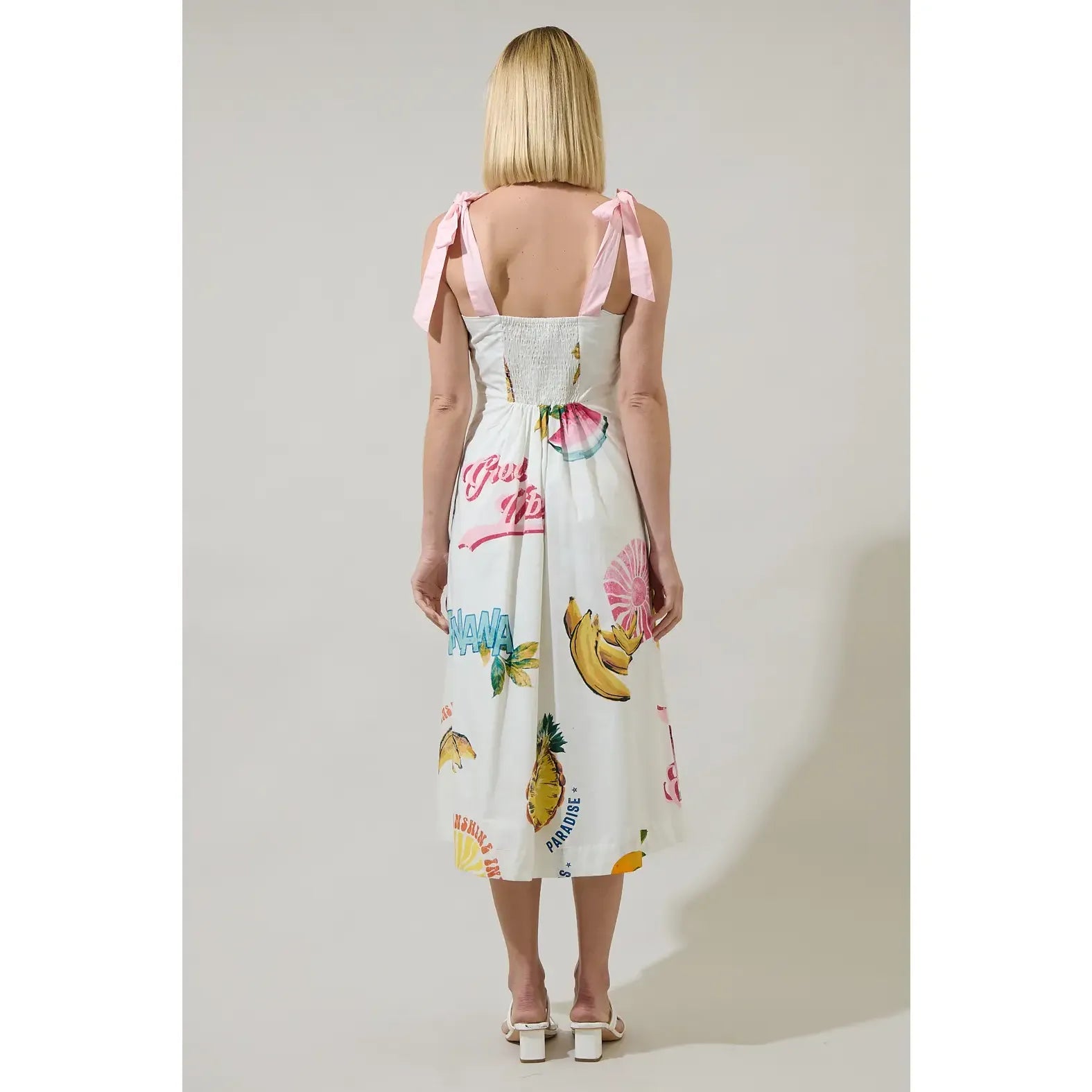 Gray Zahra Island Tyra Smocked Midi Dress