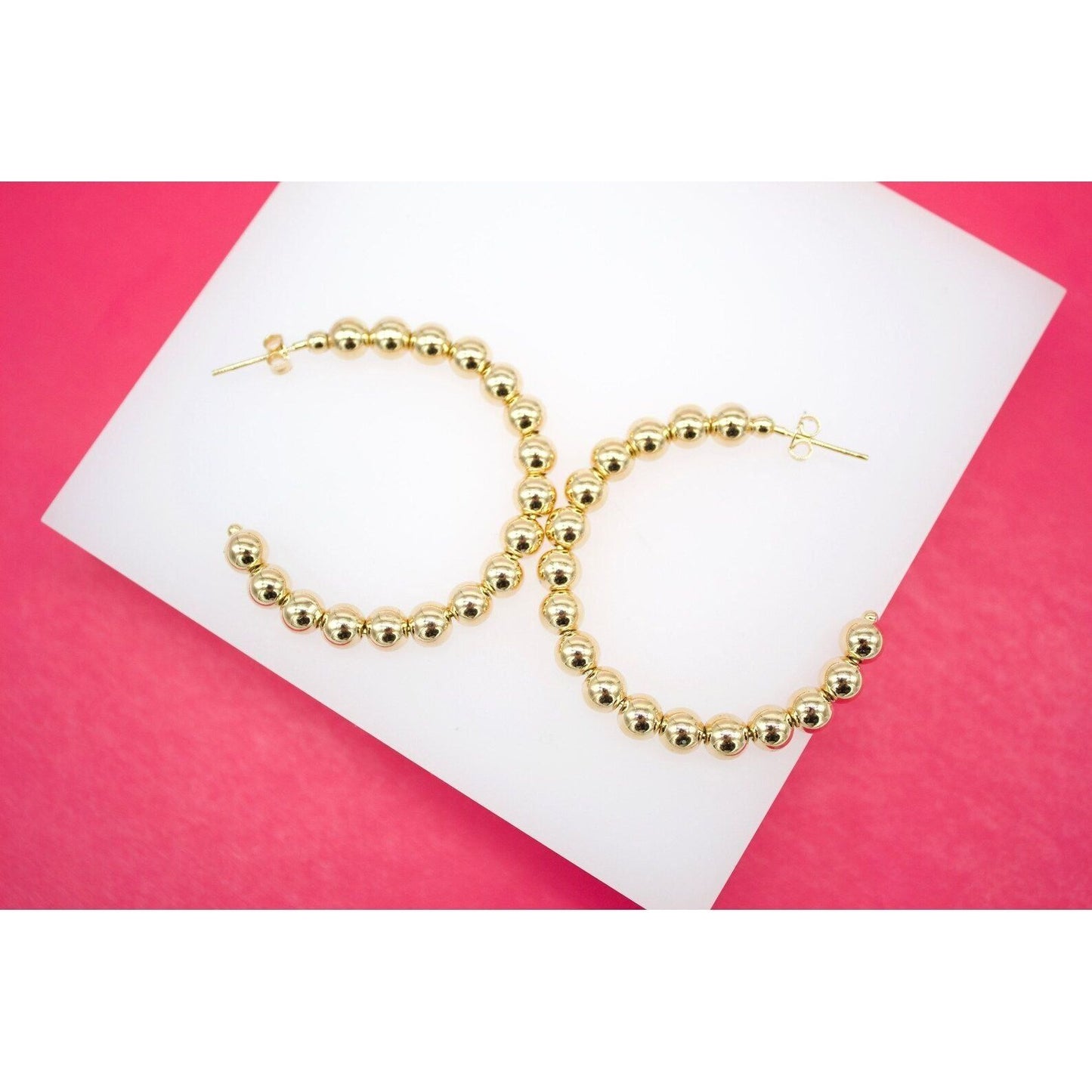 Lila Round Beaded Open Hoop Earring